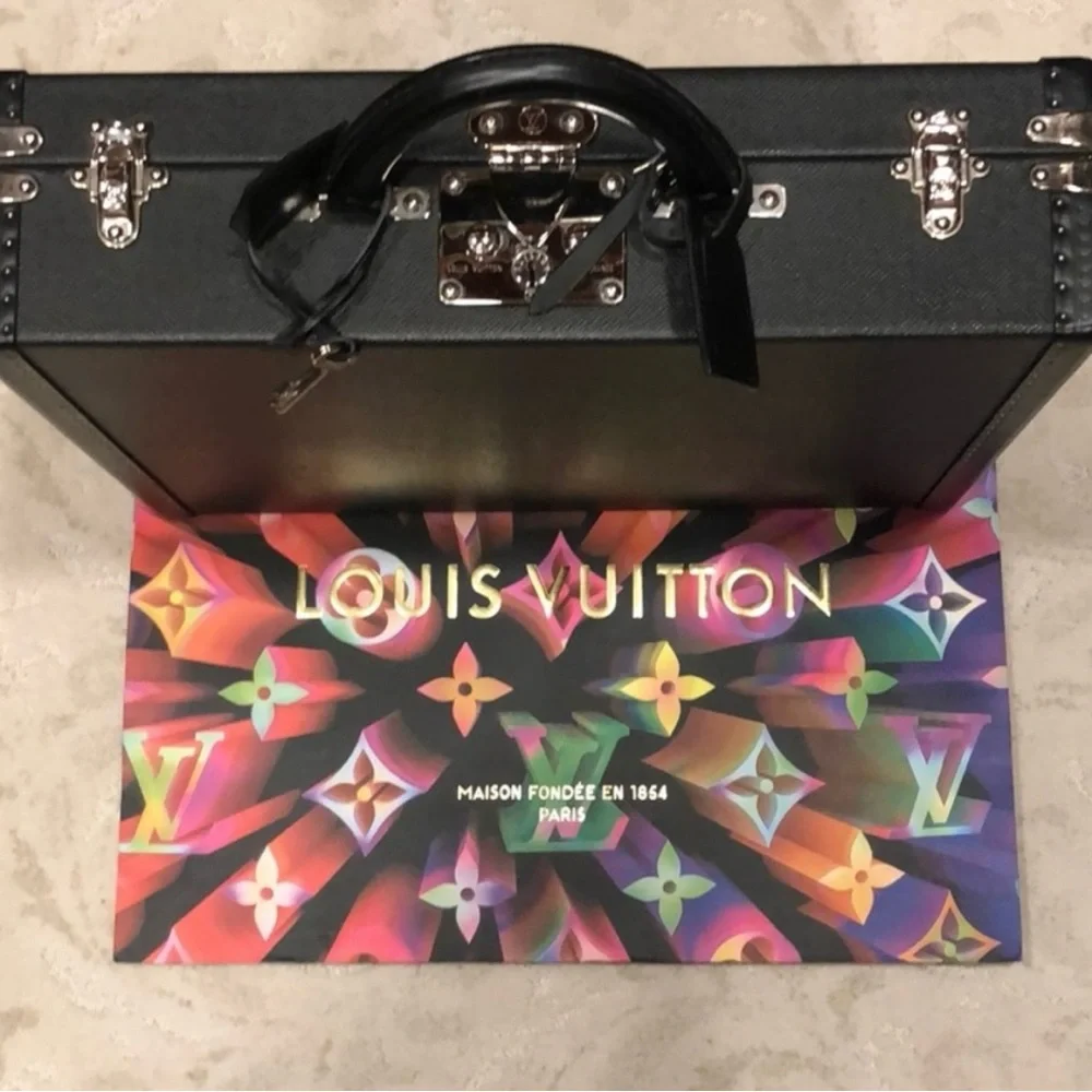 Louis Vuitton Black and Silver Laptop Bag Louis Vuitton Hard Trunk briefcase